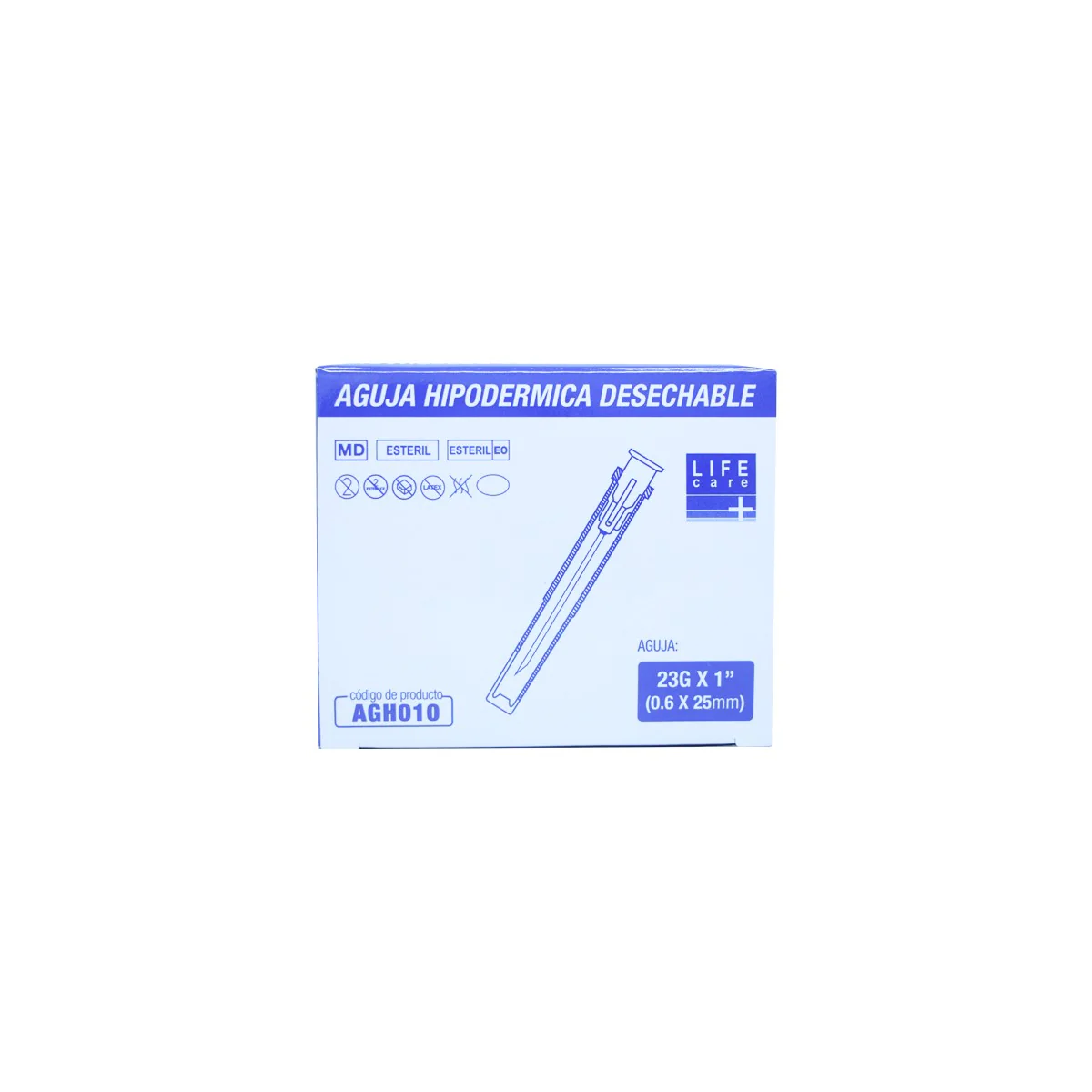 Aguja Desechable 23G Life Care - Caja de 100 Unidades
