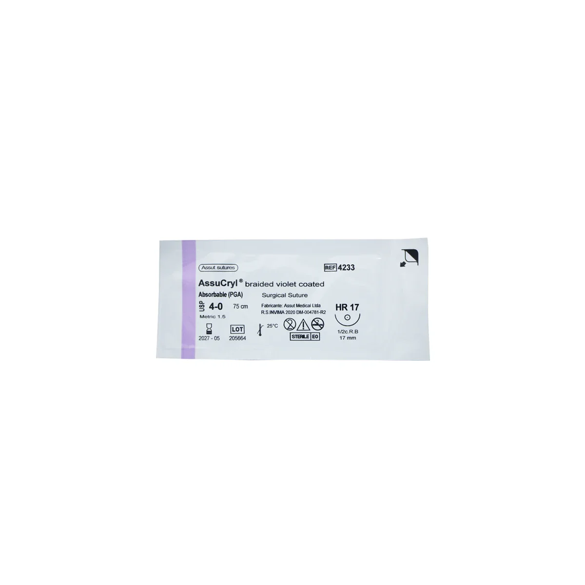 ASSUCRYL Aguja Redonda 17mm 75cm Ref.4233 - 4/0 HR