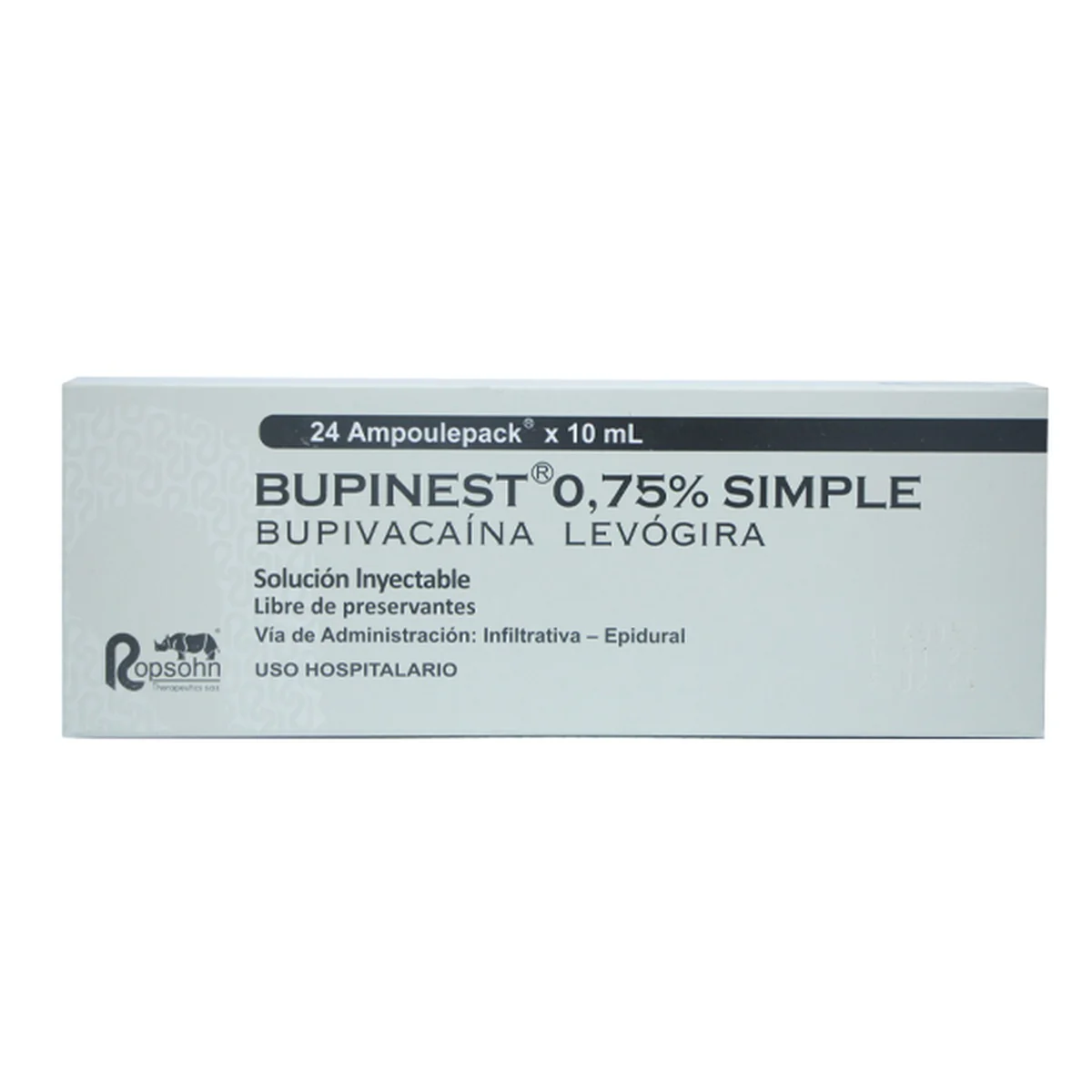 BUPINEST 0.75% Simple 24 Ampollas x 10 ml - Bupivacaina Levogira
