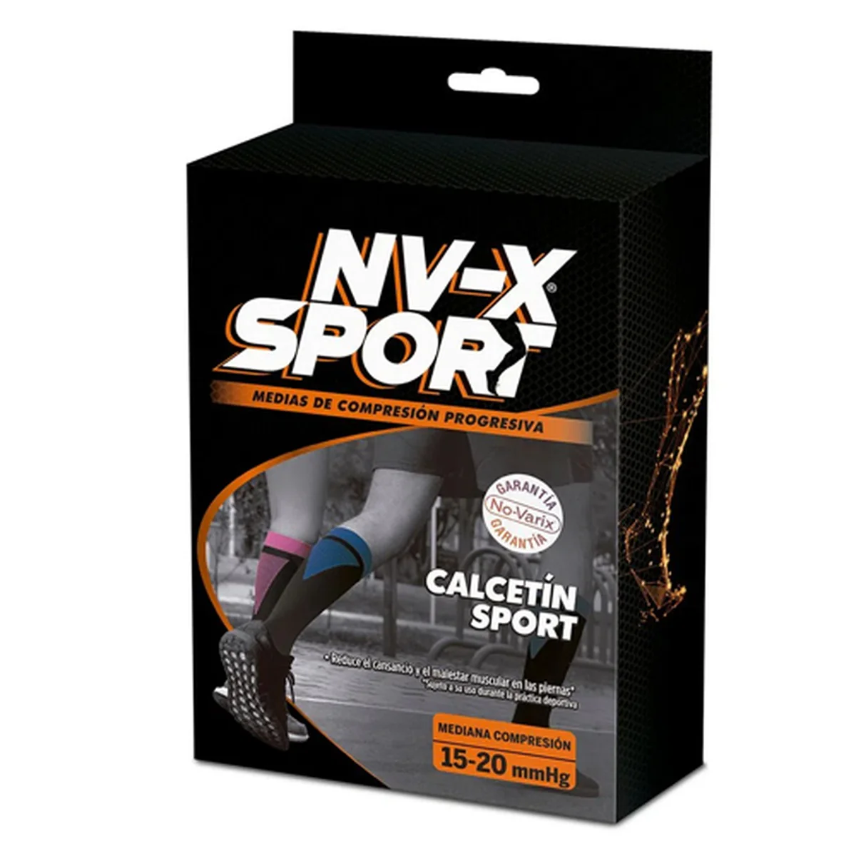 Calcetín Deportivo Unisex 15-20 mmHg Sport Black/Navy L - Novarix