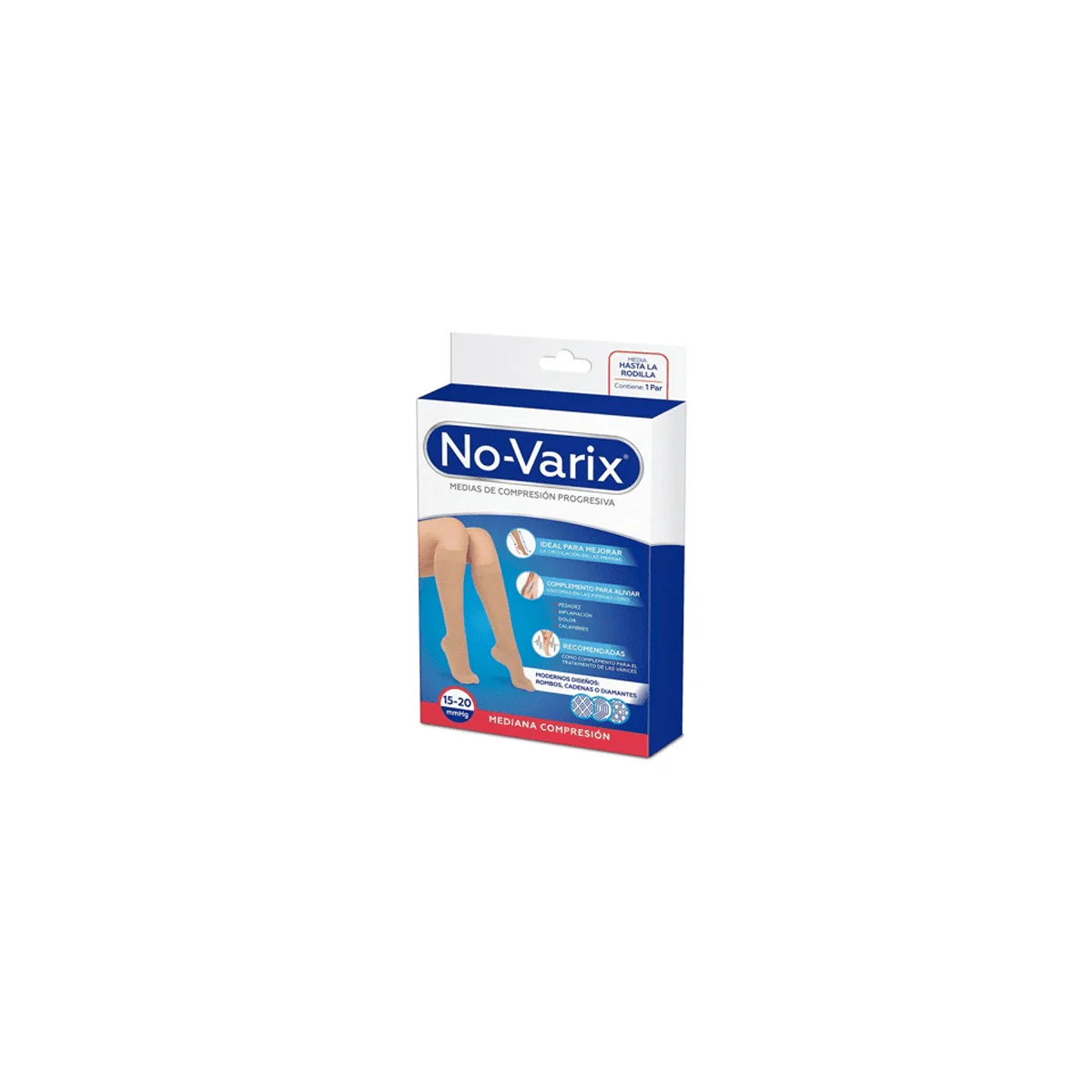 Calcetín Mujer 15-20 mmHg Diseño Rombo Azul Aguamarina T/L - Novarix
