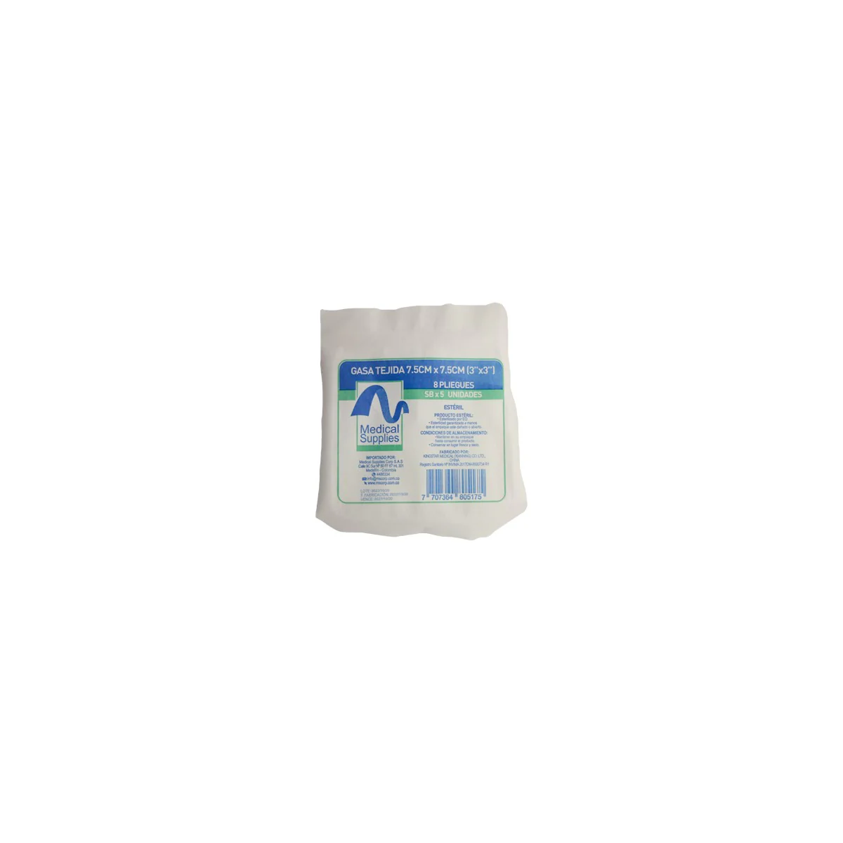 Gasa Tejida 7.5x7.5 cm - 5 Und - Medical Supplies