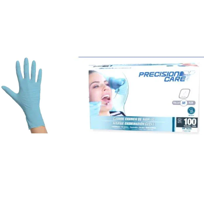 Guantes de Examen Nitrilo Azul Claro T/S - Precision Care