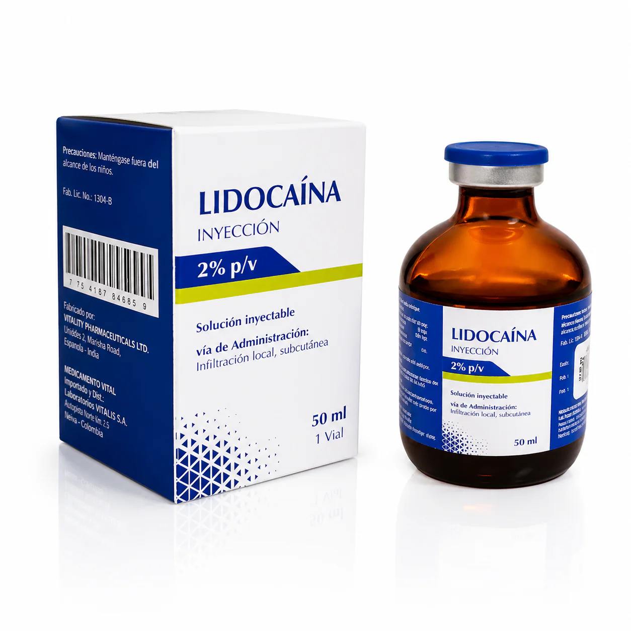 Lidocaína 2% Inyectable 50 ml Vial - Sicmafarma