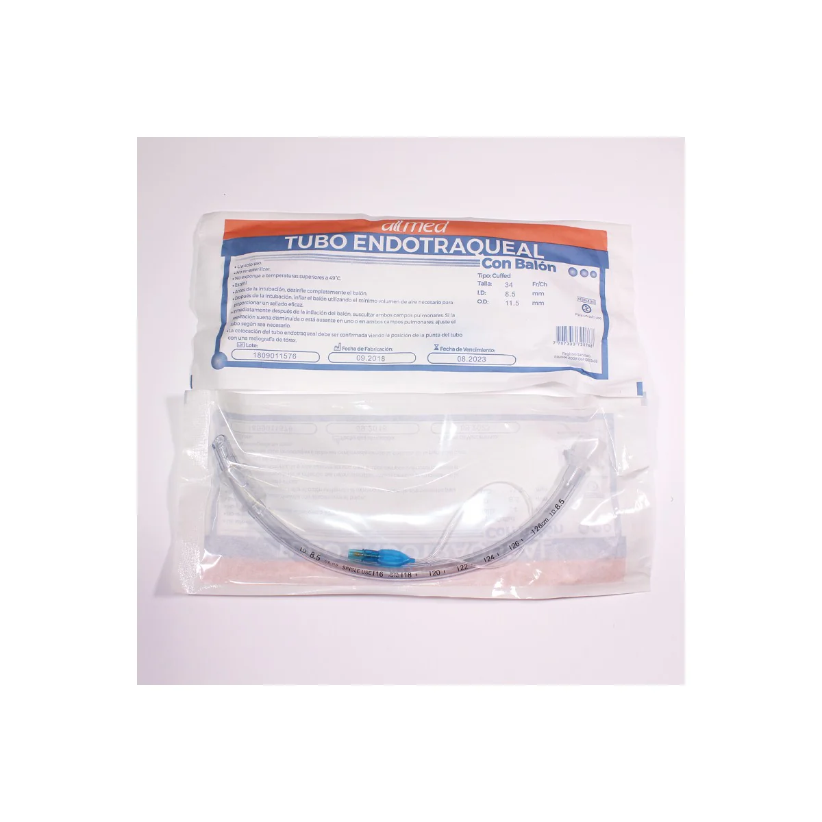 Tubo Endotraqueal 8.5 C/B Allmed - Alta Calidad Médica