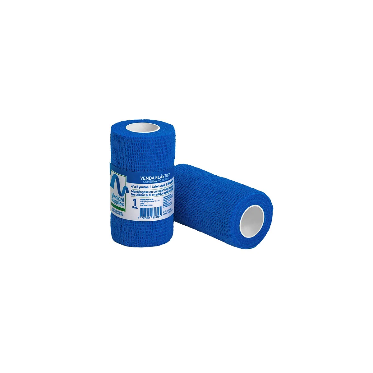 Venda Cohesiva Azul 4" x 5 Yards - Medical Supplies Corp.
