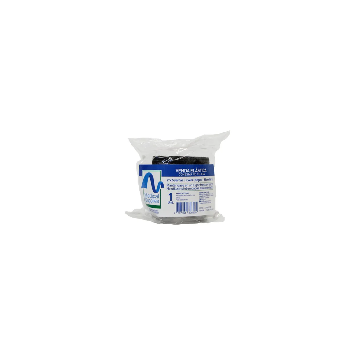 Venda Cohesiva Negra 2" x 5 Yards - Medical Supplies Corp.