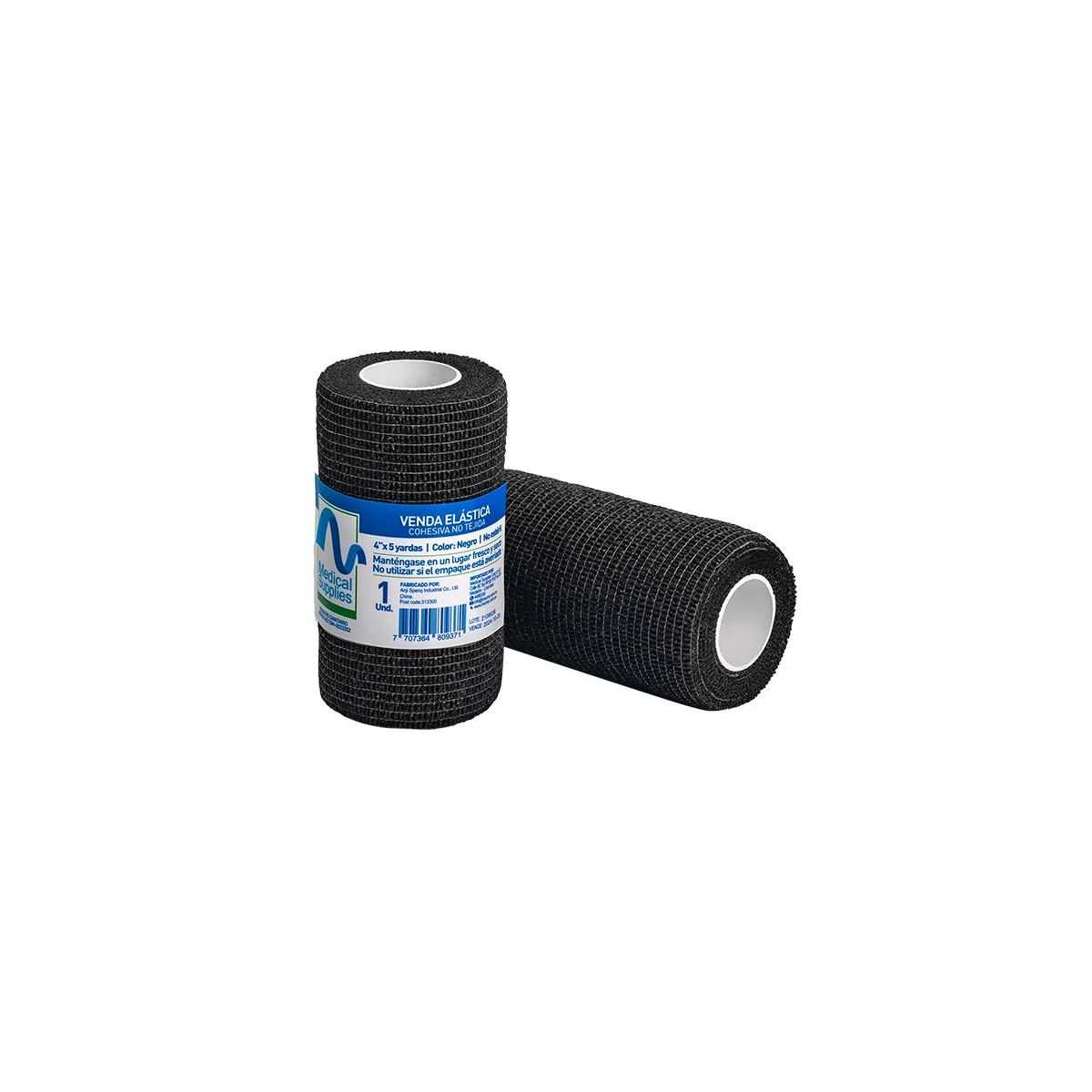 Venda Cohesiva Negra 4" x 5 Yards - Medical Supplies Corp.
