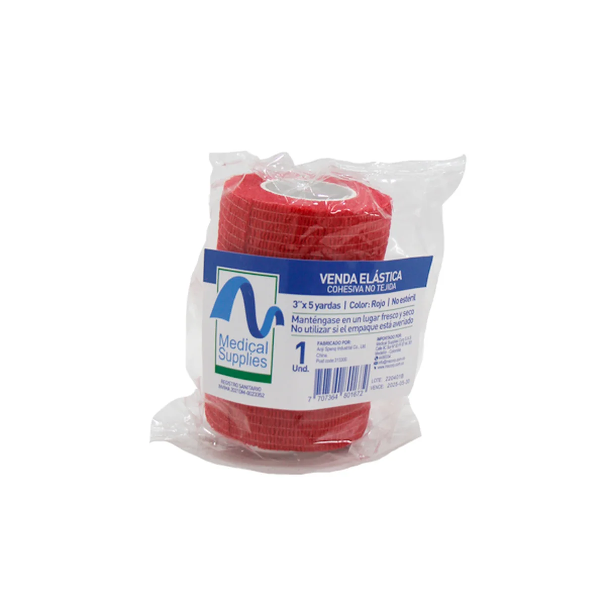 Venda Cohesiva Roja 3x5 Yards - Medical Supplies Corp.